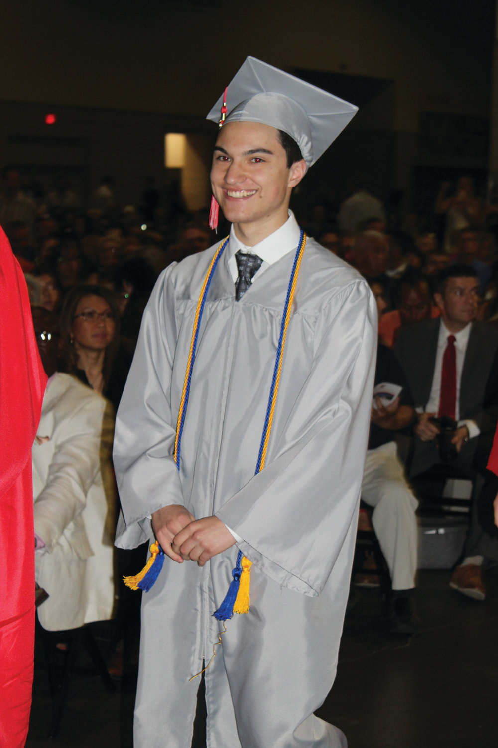 THE BIG MOMENT: Senior Alexander Vose heads to the stage for his diploma on Saturday. He will be attending the University of Rhode Island’s College of Pharmacy.